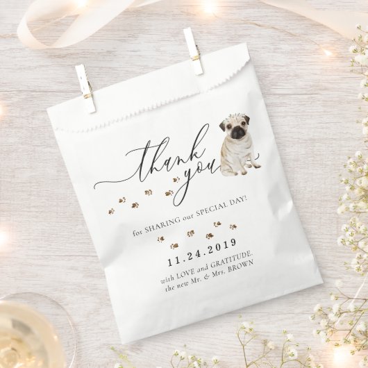 Mops-Hochzeit Danke Geschenktütchen (Ausgeschnitten)