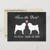 Mops Hochzeit speichern das Datum Ankündigungspostkarte (Vorne/Hinten)