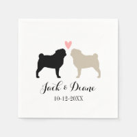 Mops Hochzeitscoupel mit dem Custom Text Paper Nap