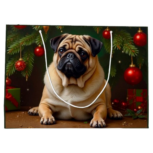 Mops Holiday Große Geschenktüte (Rückseite)
