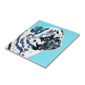 Mops Hund 166 blauer Hintergrund Fliese (Seite)