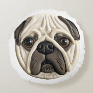 Mops-Hund 3D inspiriert  Rundes Kissen