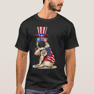 Mops Hund 4. Juli US Flag Brille Patriotischer Hun T-Shirt