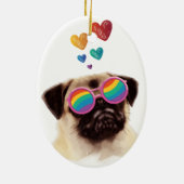 Mops Hund am Herztag Valentinstag Keramik Ornament (Hinten)