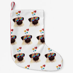 Mops Hund am Herztag Valentinstag Kleiner Weihnachtsstrumpf