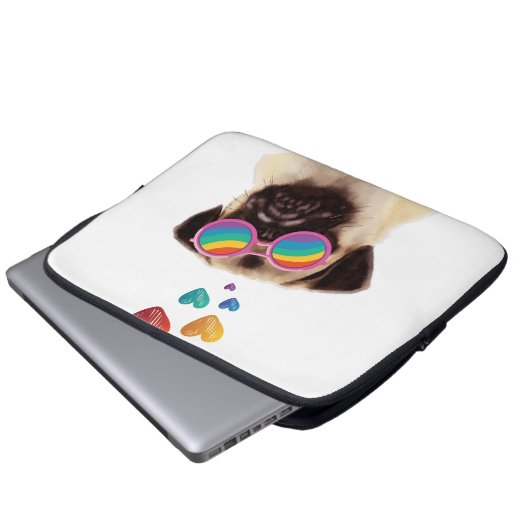 Mops Hund am Herztag Valentinstag Laptopschutzhülle (Vorne Knopf)