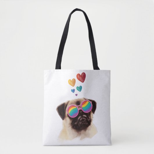 Mops Hund am Herztag Valentinstag Tasche (Vorderseite)