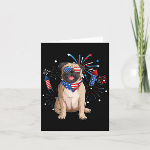 Mops Hund American USA Flag 4. Juli Männer Frauen Karte