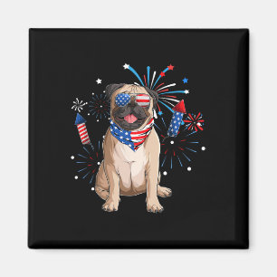 Mops Hund American USA Flag 4. Juli Männer Frauen Magnet