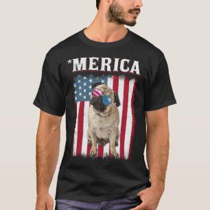 Mops Hund amerikanische Flagge Hund 4. Juli T-Shirt