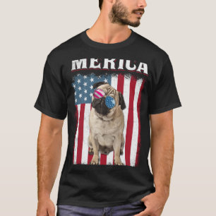 Mops Hund amerikanische Flagge Hund 4. Juli T-Shirt
