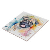 Mops-Hund-Aquarell Fliese (Seite)