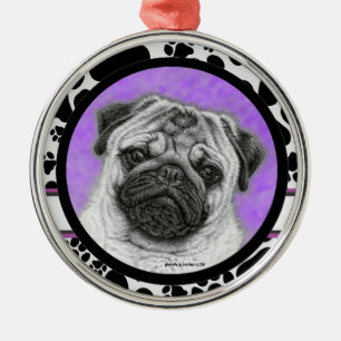 Mops Hund Art Weihnachtsmuseum von Glenda Harlan Ornament Aus Metall