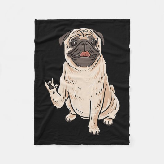 Mops Hund Asl Hand Gesture Deaf Hörverlust Awarene Fleecedecke (Vorderseite)