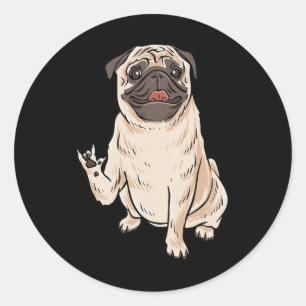 Mops Hund Asl Hand Gesture Deaf Hörverlust Awarene Runder Aufkleber