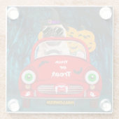 Mops Hund Autofahren Auto Beängstigend Halloween Glasuntersetzer (Rückseite)