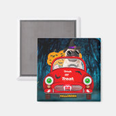 Mops Hund Autofahren Auto Beängstigend Halloween Magnet (Vorderseite/Rückseite)