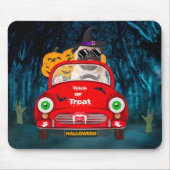 Mops Hund Autofahren Auto Beängstigend Halloween Mousepad (Vorne)