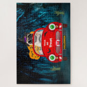 Mops Hund Autofahren Auto Beängstigend Halloween Puzzle (Vertikal)