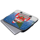 Mops Hund Autofahren im Schnee Weihnachten Laptopschutzhülle (Vorne Knopf)