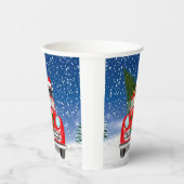 Mops Hund Autofahren im Schnee Weihnachten Pappbecher (Rechts)