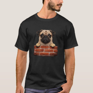 Mops Hund Backstein Wand Design Lustiger Mops T-Shirt