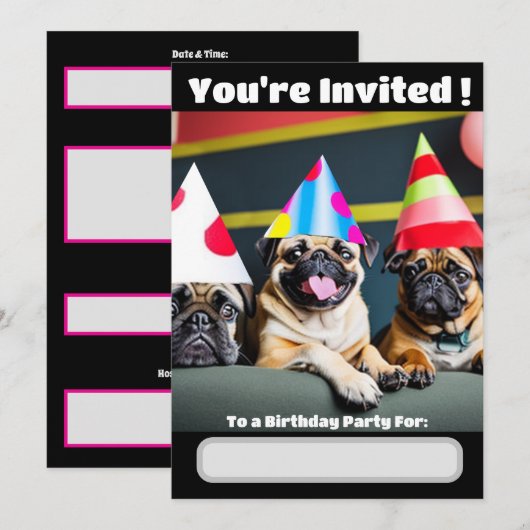 Mops Hund Besondere Einladung (Vorne/Hinten)