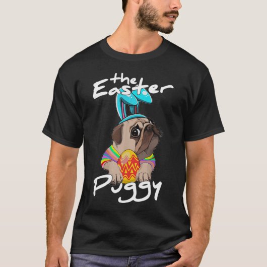 Mops Hund Bunny Frohe Ostern T-Shirt (Vorderseite)