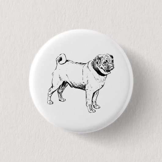 Mops Hund Button (Vorderseite)