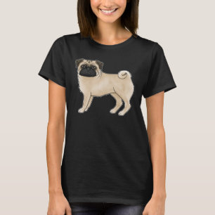 Mops-Hund Cartoon-Illustration mit Rehfarbe T-Shirt