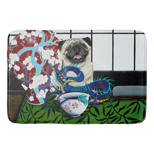 Mops Hund Chinesischer Drache Badematte (Vorderseite)
