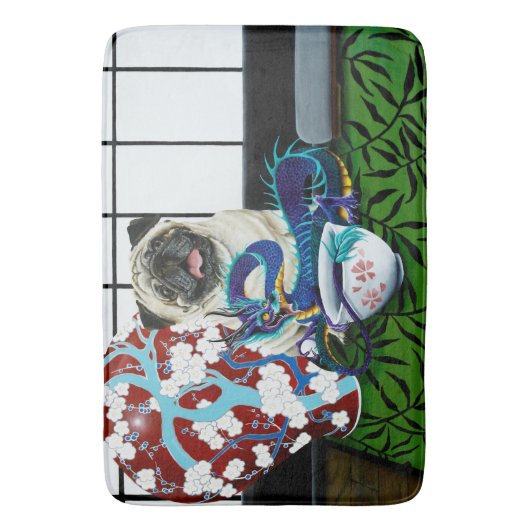 Mops Hund Chinesischer Drache Badematte (Vorderseite Vertikal)