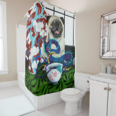 Mops Hund Chinesischer Drache Duschvorhang (Beispiel)