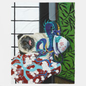 Mops Hund Chinesischer Drache Fleecedecke (Vorderseite)