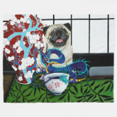 Mops Hund Chinesischer Drache Fleecedecke (Vorderseite (Horizontal))