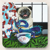 Mops Hund Chinesischer Drache Getränkeuntersetzer (Vorderseite)