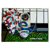 Mops Hund Chinesischer Drache Große Geschenktüte (Rückseite)