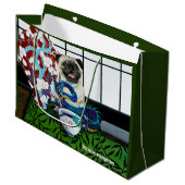 Mops Hund Chinesischer Drache Große Geschenktüte (Vorderseite Schrägansicht)