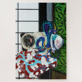 Mops Hund Chinesischer Drache Puzzle (Vertikal)