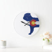 Mops Hund Colorado Flag Silhouette Große Wanduhr (Zuhause)