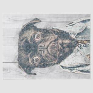 Mops Hund Decoupage Seidenpapier