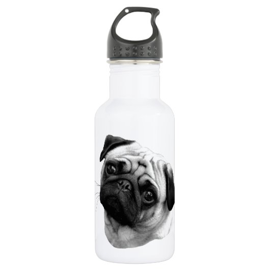 Mops-Hund Edelstahlflasche (Vorderseite)