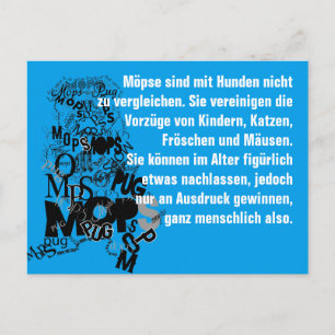 Mops-Hund-Einladungen Postkarte