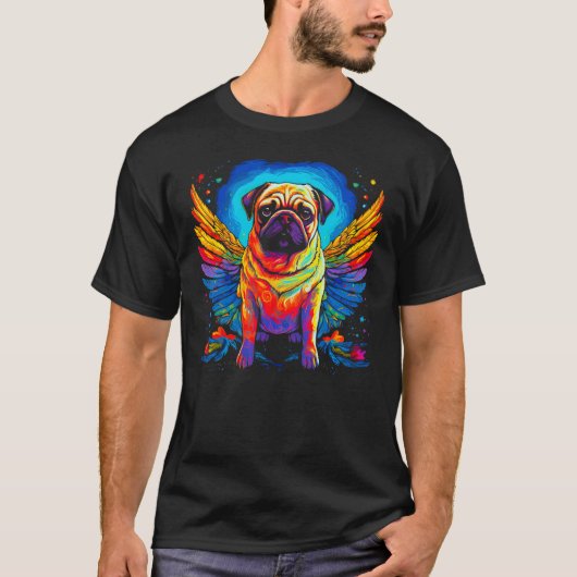 Mops-Hund-Engelsflügel T-Shirt (Vorderseite)