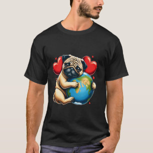Mops Hund Erdtag Umarmen Liebe Besitzer Planet Lie T-Shirt