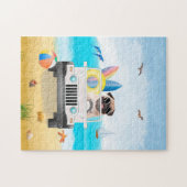 Mops Hund fahren am Strand Puzzle (Horizontal)