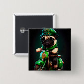 Mops Hund Fahrrad St. Patrick's Day Button (Vorne & Hinten)