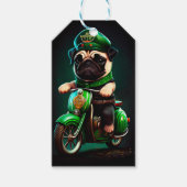 Mops Hund Fahrrad St. Patrick's Day Geschenkanhänger (Vorderseite)