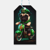 Mops Hund Fahrrad St. Patrick's Day Geschenkanhänger (Rückseite)