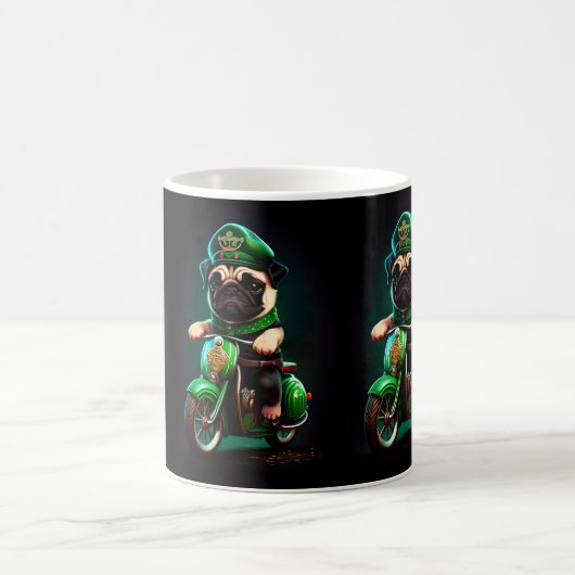 Mops Hund Fahrrad St. Patrick's Day Kaffeetasse (Mittel)